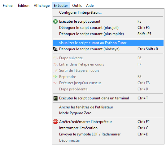 Interface du logiciel Thonny