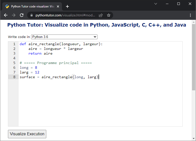 Interface du logiciel Thonny