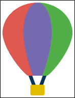 Image d'une montgolfière avec un encadrement noir