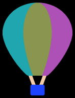 Image d'une montgolfière en couleurs négatives